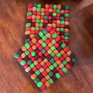 (2) Trader Joe’s Felted Wool Trivet set of 2 no tags never used 6.5 inch holiday